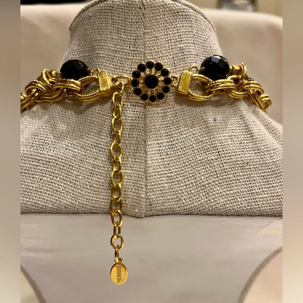 Vintage Signature Barrera Black and Gold Princess Necklace - Picture 3 of 16